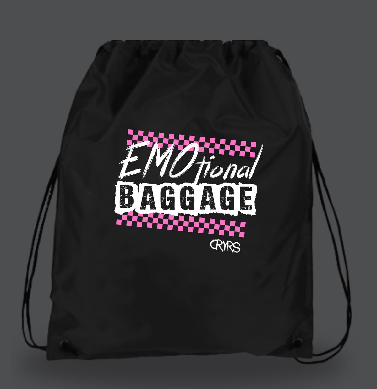 Checkered Emotional Baggage Cinch Bag